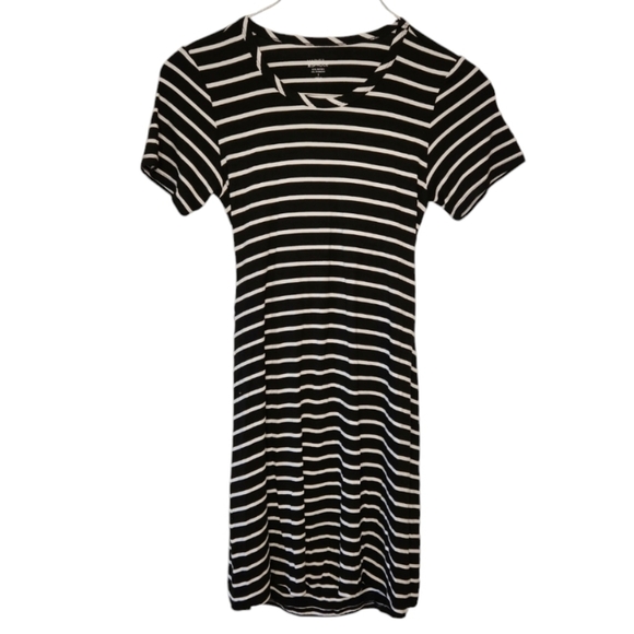 Market & Spruce Open Back Dress Black/White Striped Size Small - Picture 1 of 10